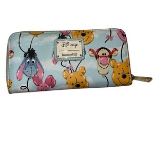 Loungefly Disney Womens Winnie the Pooh Balloon Friends Faux Leather Wallet GUC